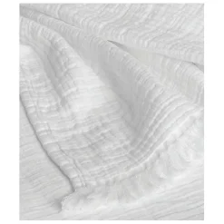 Couvre lit à franges "Brehat" Gaze de Coton stonewashed Toison d'or - Brehat Blanc - 230 x 250 cm