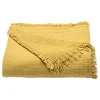 Couvre lit à franges "Brehat" Gaze de Coton stonewashed Toison d'or - Brehat Miel - 230 x 250 cm