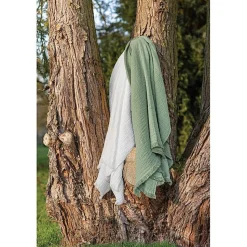 Couvre lit à franges "Brehat" Gaze de Coton stonewashed Toison d'or - Brehat Blanc - 270 x 250 cm