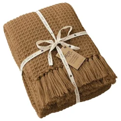 Couvre lit à franges nid d'abeille 