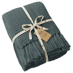 Couvre lit à franges nid d'abeille 