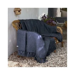 Couvre lit à franges nid d'abeille 