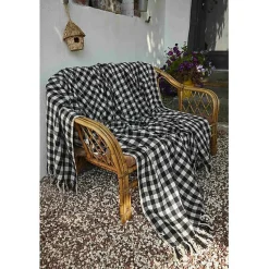 Couvre lit à franges tissé teint 