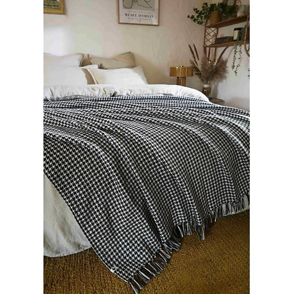 Couvre lit à franges tissé teint "Gaspard" 240 x 260 cm