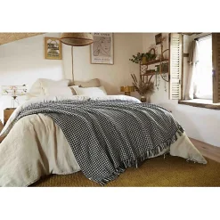 Couvre lit à franges tissé teint "Gaspard" 240 x 260 cm