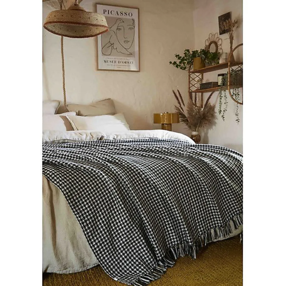 Couvre lit à franges tissé teint "Gaspard" 240 x 260 cm