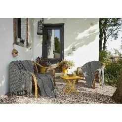 Couvre lit à franges tissé teint