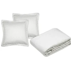 Couvre lit boutis réversible 260x240 avec 2 taies coloris naturel