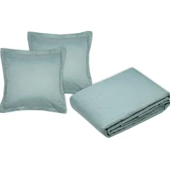 Couvre lit boutis réversible 260x240 avec 2 taies coloris vert