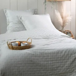 Couvre lit boutis réversible 240x220 avec 2 taies coloris naturel