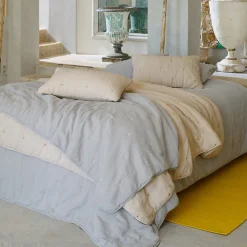 Couvre lit capitonné en mousseline de coton 180x240 cm ANDROS beige ficelle