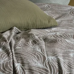 Couvre lit collection EMI pur coton 500 g/m² 260x240 cm gris sésame