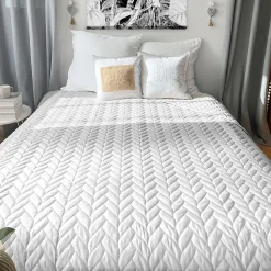 Couvre lit en microfibre dessin par ultrason (240x220 cm - Blanc)