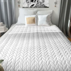 Couvre lit en microfibre dessin par ultrason (240x220 cm - Blanc)