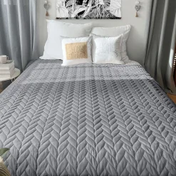 Couvre lit en microfibre dessin par ultrason (240x220 cm - Gris clair)