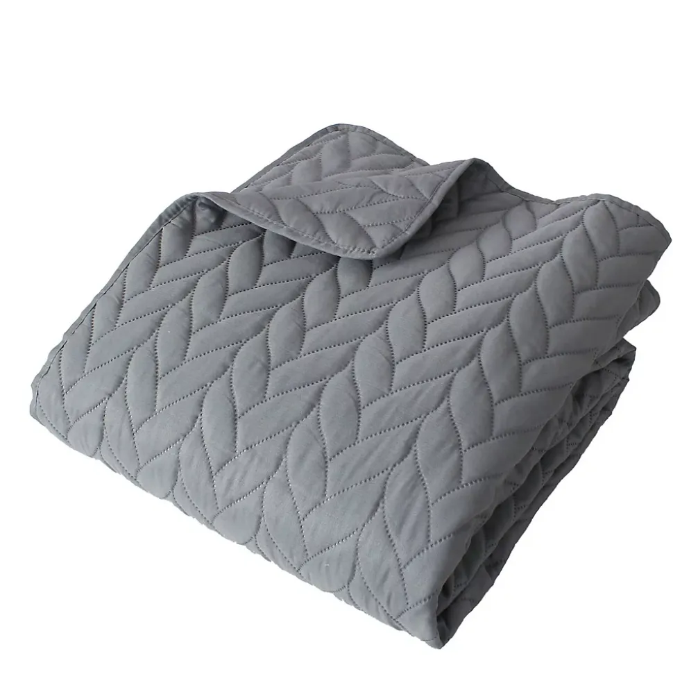 Couvre lit en microfibre dessin par ultrason (240x220 cm - Gris clair)