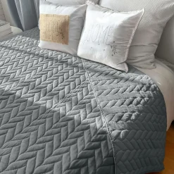 Couvre lit en microfibre dessin par ultrason (240x220 cm - Gris clair)