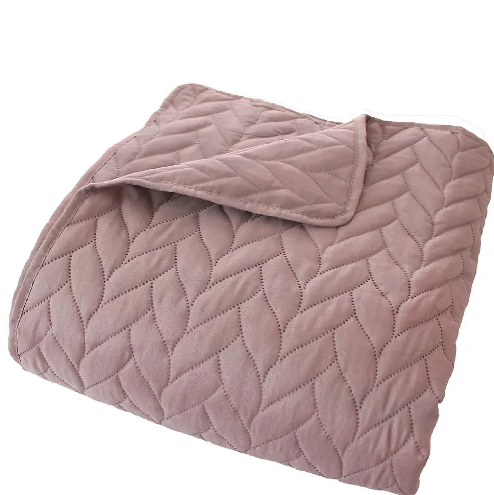 Couvre lit en microfibre dessin par ultrason (240x220 cm - Rose poudré)