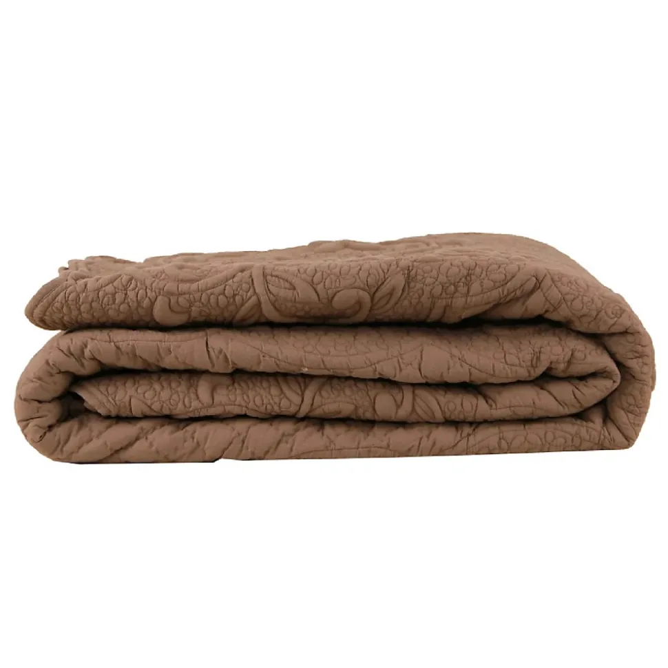 Couvre lit floqué à la main (240x260 cm - Marron Foncé)