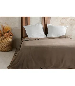 Couvre lit velours gaufré - 240x260cm - Taupe