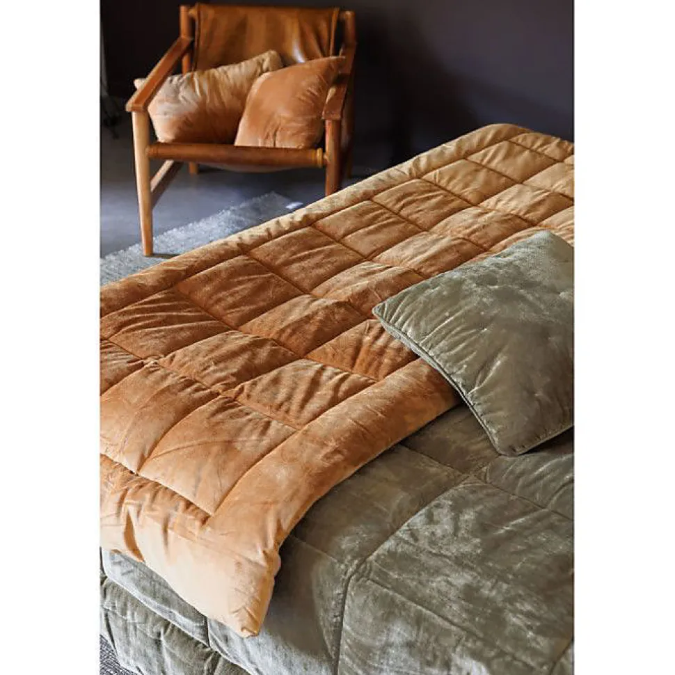 Couvre lit velours matelassé "Moki" toutes dimensions Vent du sud - Moki Camel - 180 x 240 cm pour lit 1 place