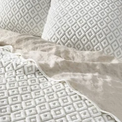 Couvre-lit 2 personnes matelassé 220x240 + taies jersey microfibre Joana