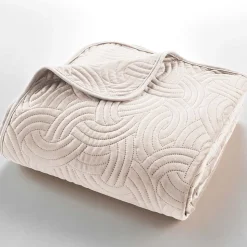 Couvre-lit 2 personnes matelassé 220x240 + 2 taies SOLANGE Naturel