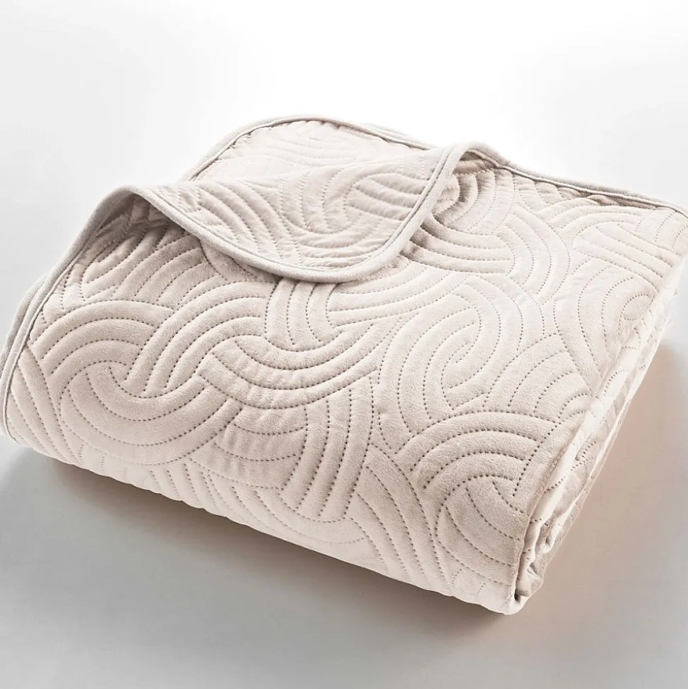 Couvre-lit 2 personnes matelassé 220x240 + 2 taies SOLANGE Naturel