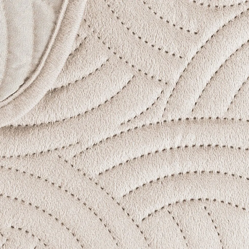 Couvre-lit 2 personnes matelassé 220x240 + 2 taies SOLANGE Naturel