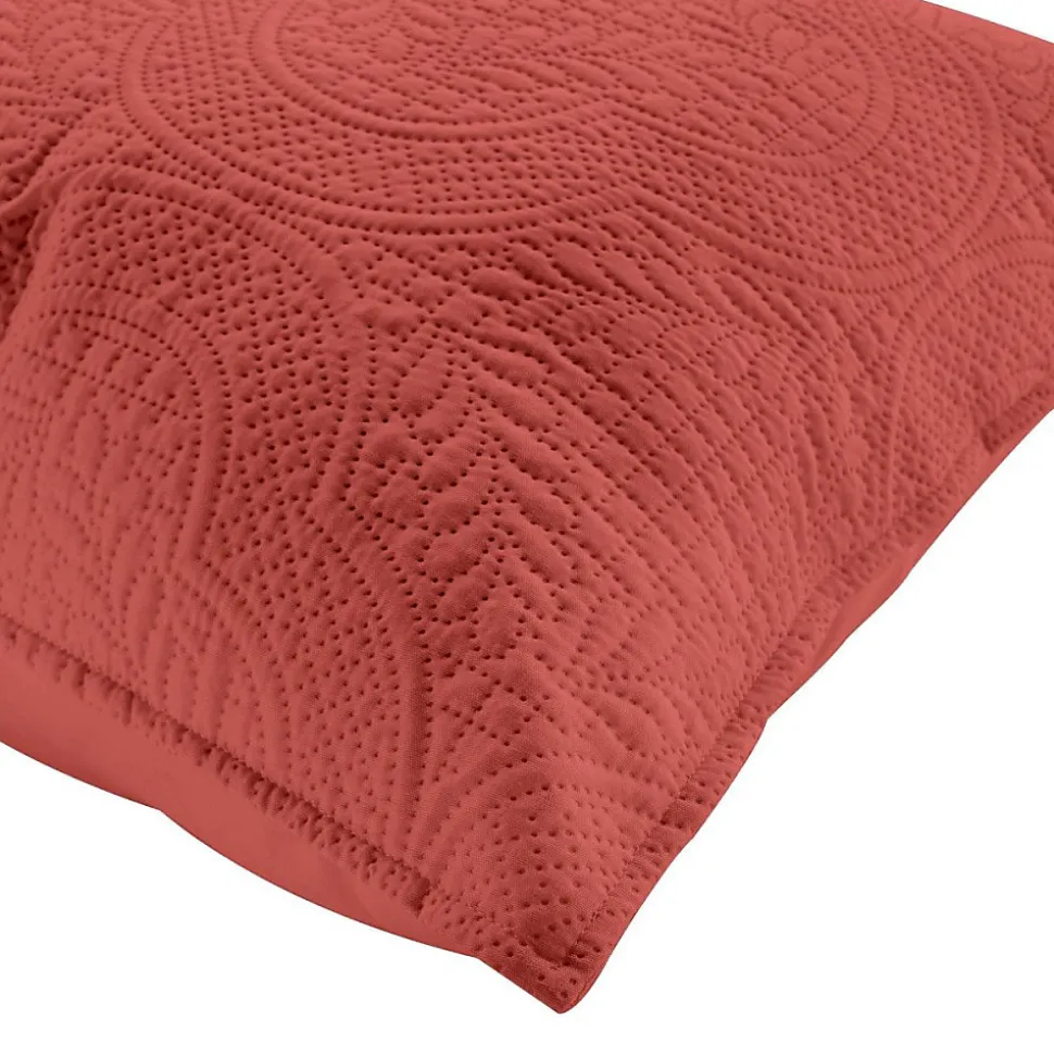Couvre-lit 2 personnes matelassé 220x240 microfibre unie Romane terracotta