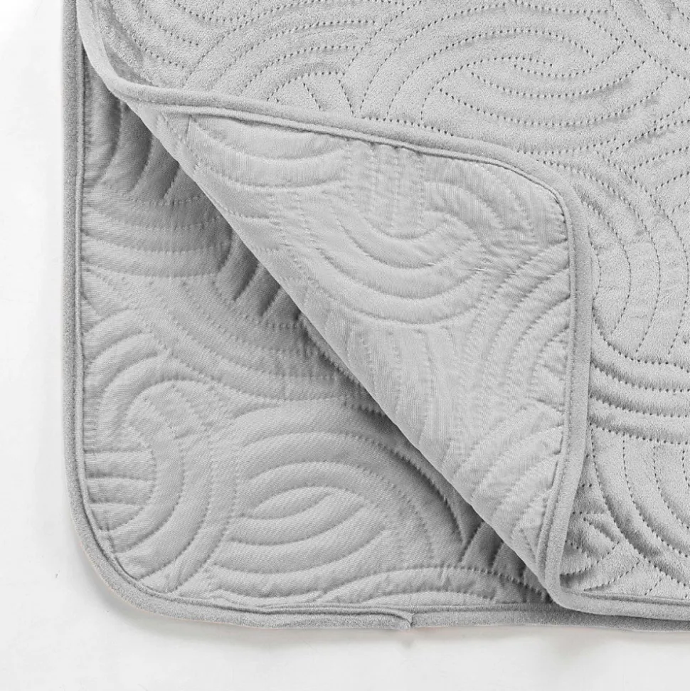 Couvre-lit 2 personnes matelassé 220x240 + 2 taies SOLANGE gris