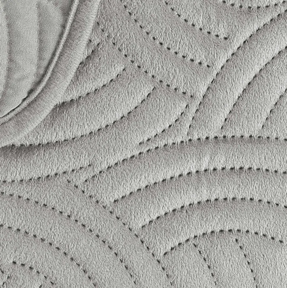 Couvre-lit 2 personnes matelassé 220x240 + 2 taies SOLANGE gris