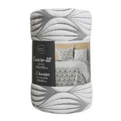 Couvre-lit 2 personnes matelassé 220x240 + taies jersey microfibre Faustine