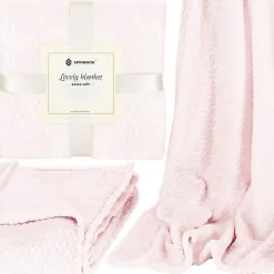 Couvre-lit - SPRINGOS - Zigzag - 160x200 cm - Rose clair - Extra soft