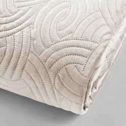 Couvre-lit Velours Uni Solange 220 x 240 cm Naturel + 2 housses de coussins 60x60 cm