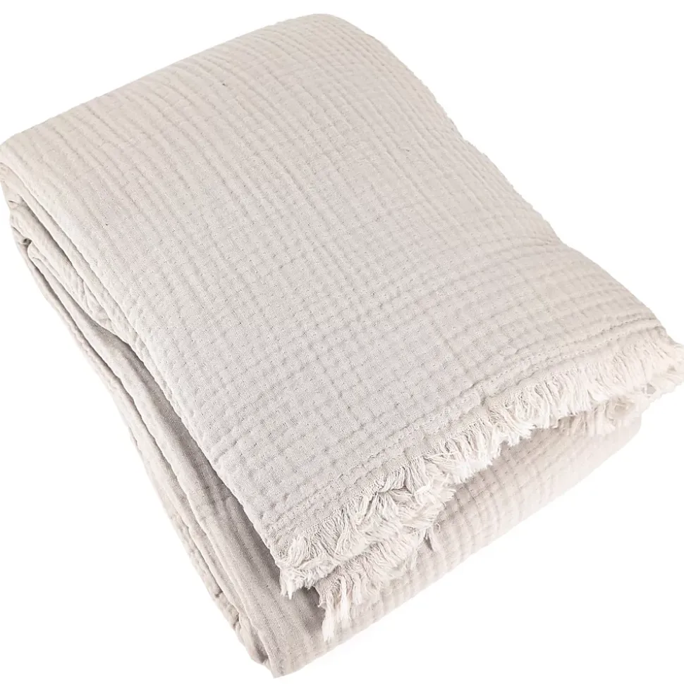 Couvre-lit 150x200 cm coton collection PAROS beige ficelle