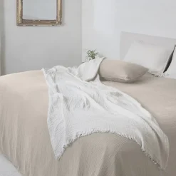 Couvre-lit 150x200 cm coton collection PAROS beige ficelle