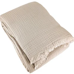 Couvre-lit 260x240 cm coton collection PAROS beige chanvre