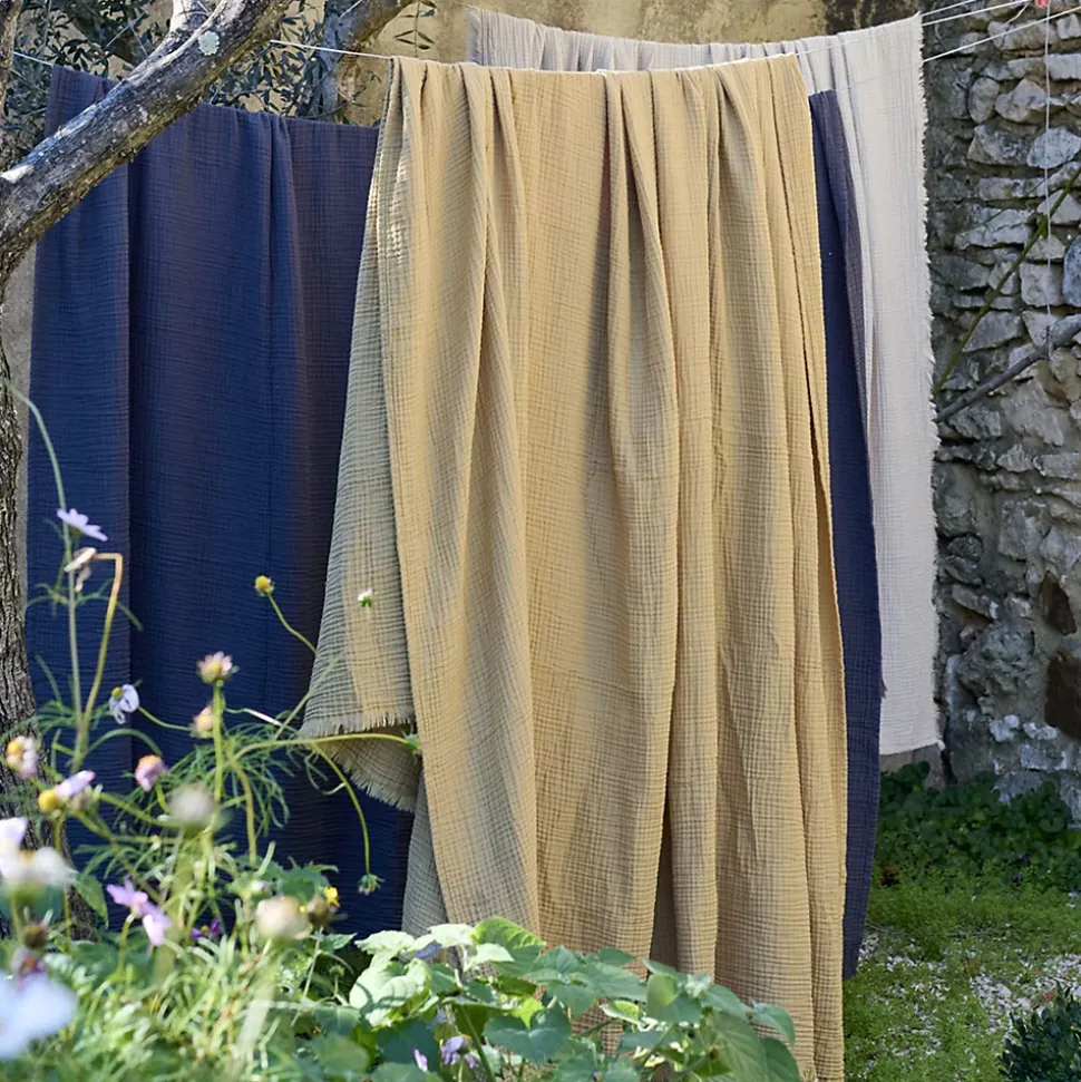 Couvre-lit 150x200 cm coton collection PAROS marron houblon