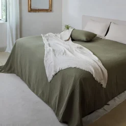 Couvre-lit 260x240 cm coton collection PAROS blanc neige