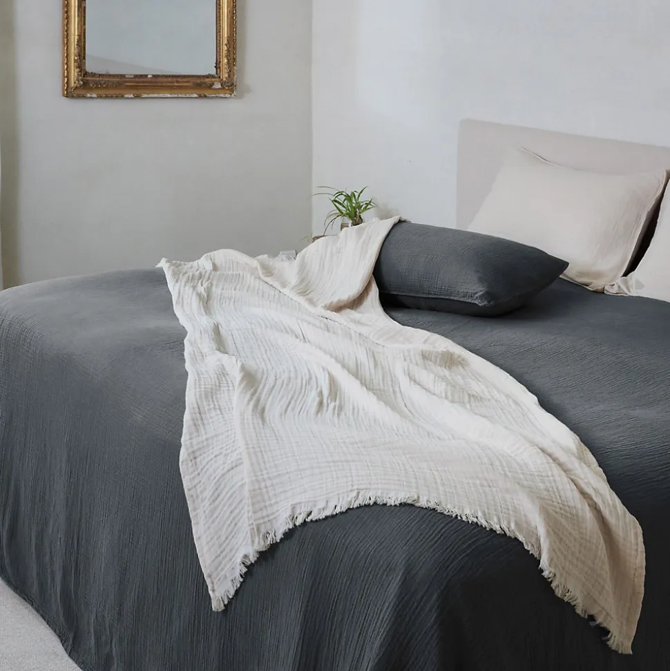 Couvre-lit 150x200 cm coton collection PAROS noir caviar