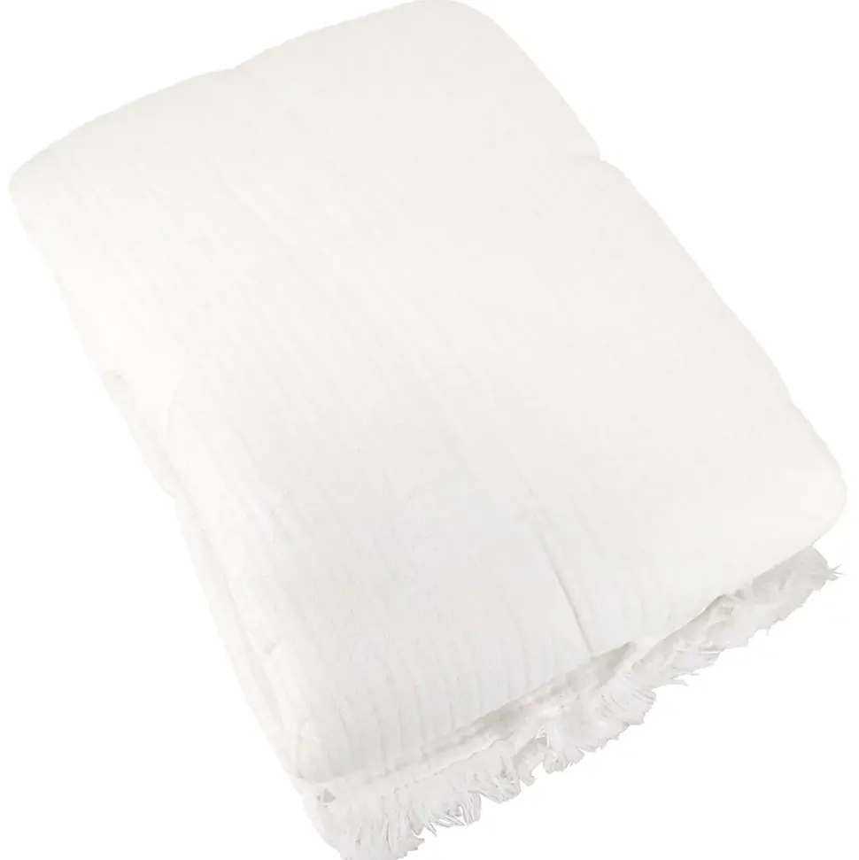 Couvre-lit 150x200 cm coton collection PAROS blanc neige