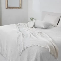 Couvre-lit 150x200 cm coton collection PAROS blanc neige