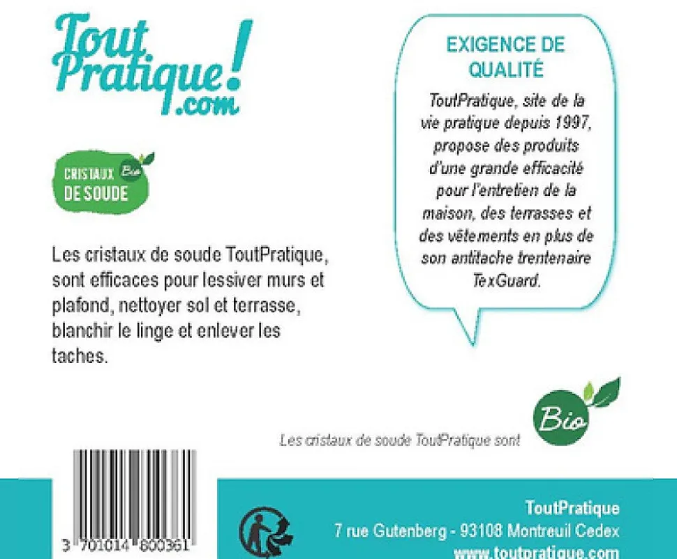Cristaux de Soude Bio 700g en Pot Réutilisable Qualité Supérieure Naturel Français