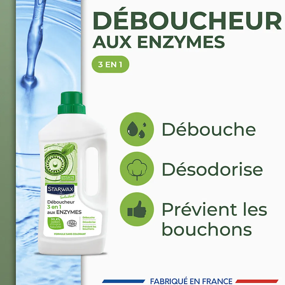 Déboucheur 3 en 1 aux enzymes SoluVert Starwax 1L