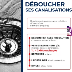 Déboucheur gel à la soude canalisations cuisine et salle de bains Starwax 1L