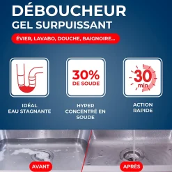 Déboucheur gel à la soude canalisations cuisine et salle de bains Starwax 1L