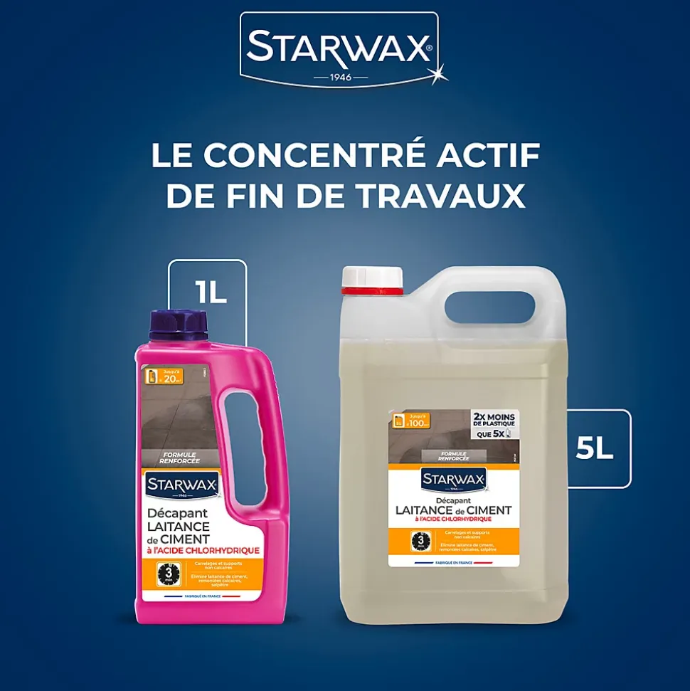 Décapant laitance de ciment carrelages Starwax 5L