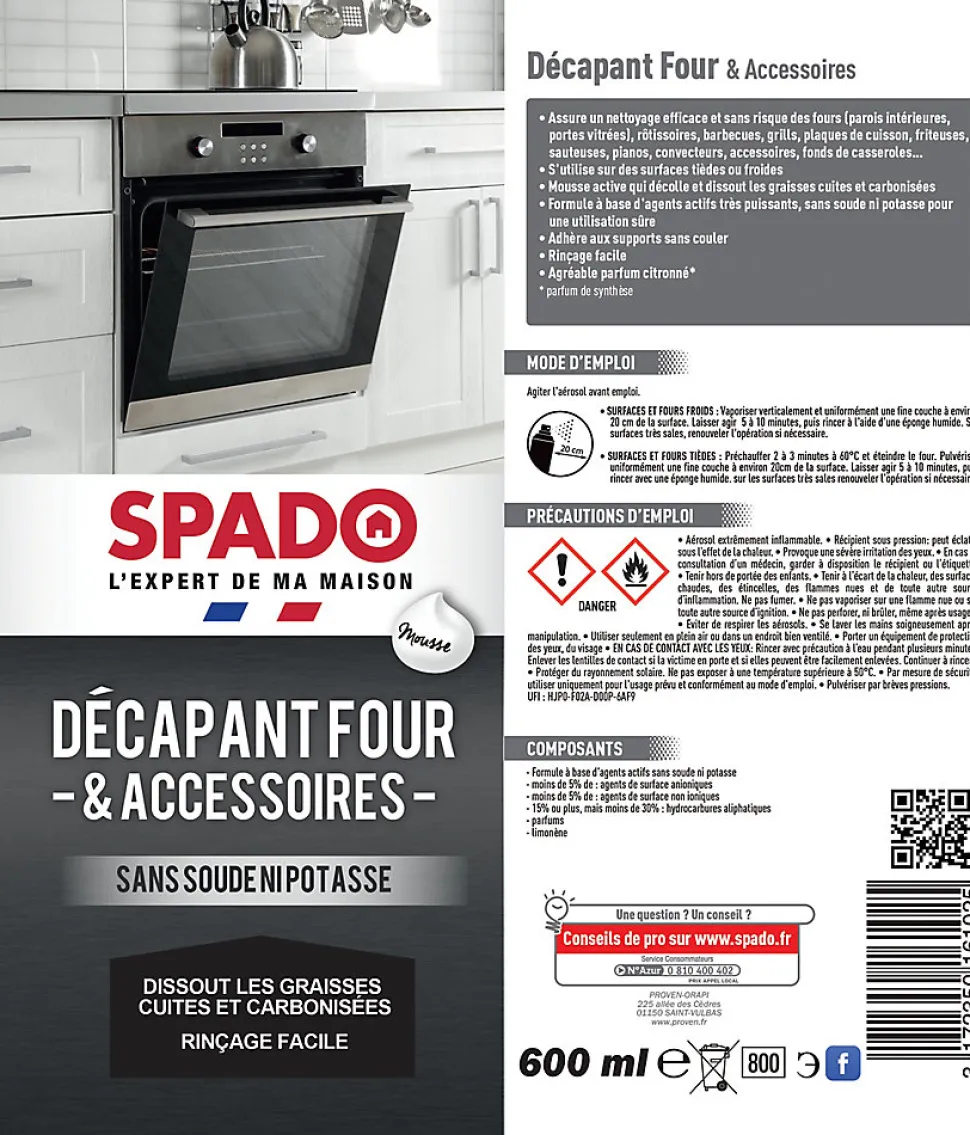 Décapant pour four et accessoires Spado 600ml