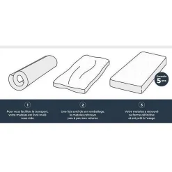 DEKODREAM Matelas mousse 90 x 190 cm - Confort ferme - Epaisseur 12 cm - KIETOA